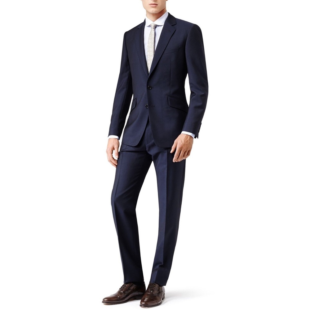 REISS Bishopsgate Three Piece Suit Mohair Wool in Bright Blue